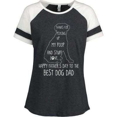 Happy Fathers Day Dog Dad Thanks For Picking Up My Poop Enza Ladies Jersey Colorblock Tee