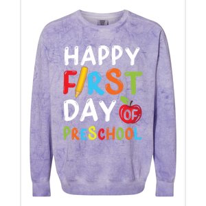 Happy First Day Of Preschool Student Teacher Preschool Gift Colorblast Crewneck Sweatshirt