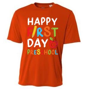 Happy First Day Of Preschool Student Teacher Preschool Gift Cooling Performance Crew T-Shirt