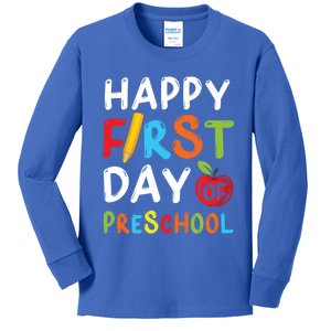 Happy First Day Of Preschool Student Teacher Preschool Gift Kids Long Sleeve Shirt