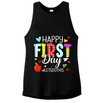 Happy First Day Lets Do This Welcome Back To School Teacher Ladies PosiCharge Tri-Blend Wicking Tank