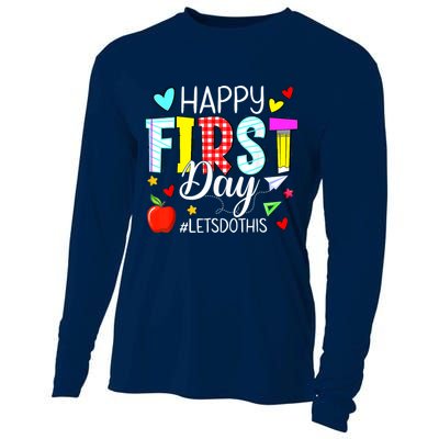 Happy First Day Lets Do This Welcome Back To School Teacher Cooling Performance Long Sleeve Crew