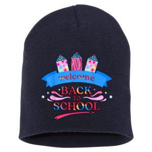 Happy First Day Of School Teachers Women Student Boy Girl Short Acrylic Beanie