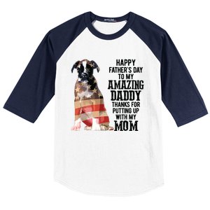 Happy Fathers Day To My Amazing Daddy Boxer Dog Baseball Sleeve Shirt