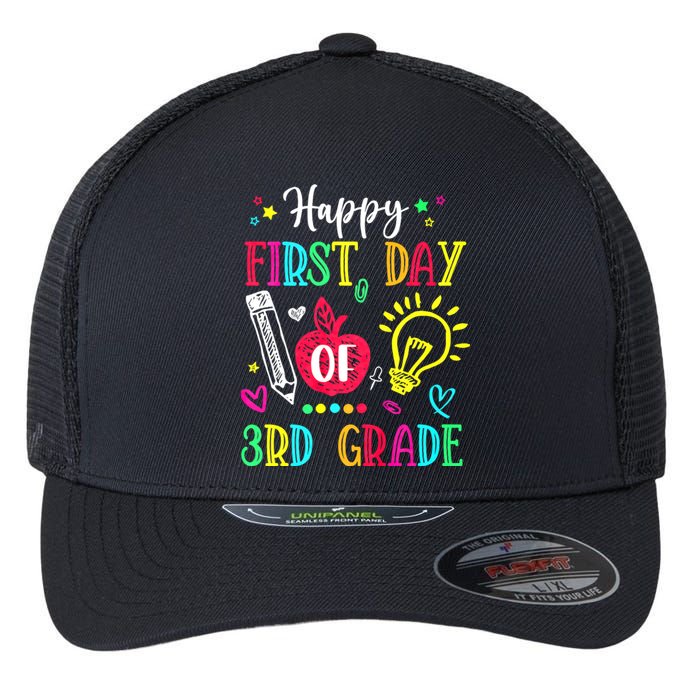 Happy First Day Of 3rd Grade Back To School Teachers Flexfit Unipanel Trucker Cap