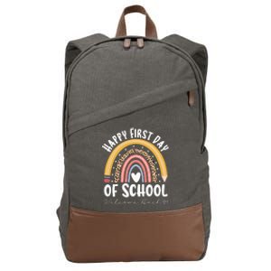 Happy First Day Of School Teacher Student Back To School Cotton Canvas Backpack