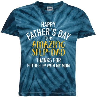 Happy Fathers Day Step Dad Kids Tie-Dye T-Shirt