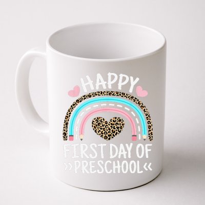 Happy First Day Of Preschool Leopard Rainbow Teacher Student Coffee Mug