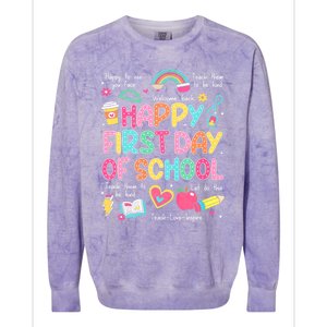 Happy First Day Of School Teacher Back To School Colorblast Crewneck Sweatshirt