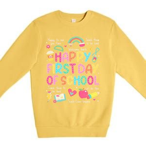 Happy First Day Of School Teacher Back To School Premium Crewneck Sweatshirt