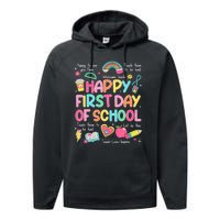 Happy First Day Of School Teacher Back To School Performance Fleece Hoodie