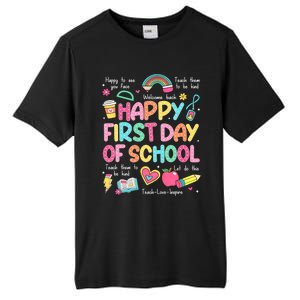 Happy First Day Of School Teacher Back To School Tall Fusion ChromaSoft Performance T-Shirt