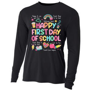 Happy First Day Of School Teacher Back To School Cooling Performance Long Sleeve Crew