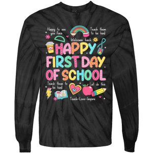 Happy First Day Of School Teacher Back To School Tie-Dye Long Sleeve Shirt