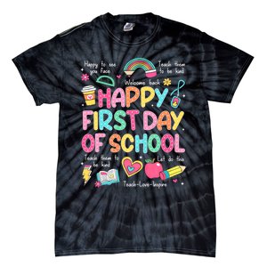 Happy First Day Of School Teacher Back To School Tie-Dye T-Shirt