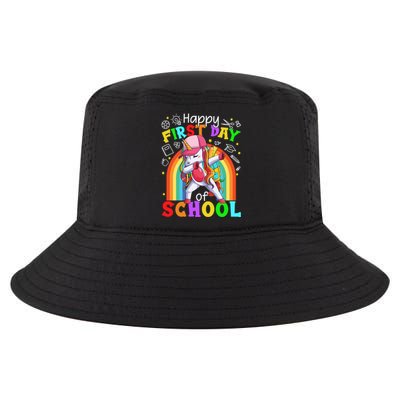 Happy First Day Of School Dabbing Unicorn Cute Funny Gift Cool Comfort Performance Bucket Hat