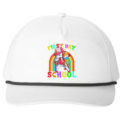 Happy First Day Of School Dabbing Unicorn Cute Funny Gift Snapback Five-Panel Rope Hat