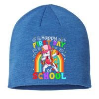 Happy First Day Of School Dabbing Unicorn Cute Funny Gift Sustainable Beanie