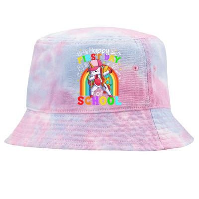 Happy First Day Of School Dabbing Unicorn Cute Funny Gift Tie-Dyed Bucket Hat