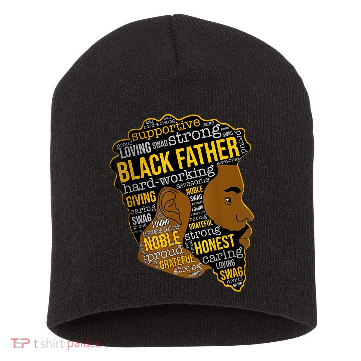 Happy Father Day Black Father King Afro African Man Short Acrylic Beanie