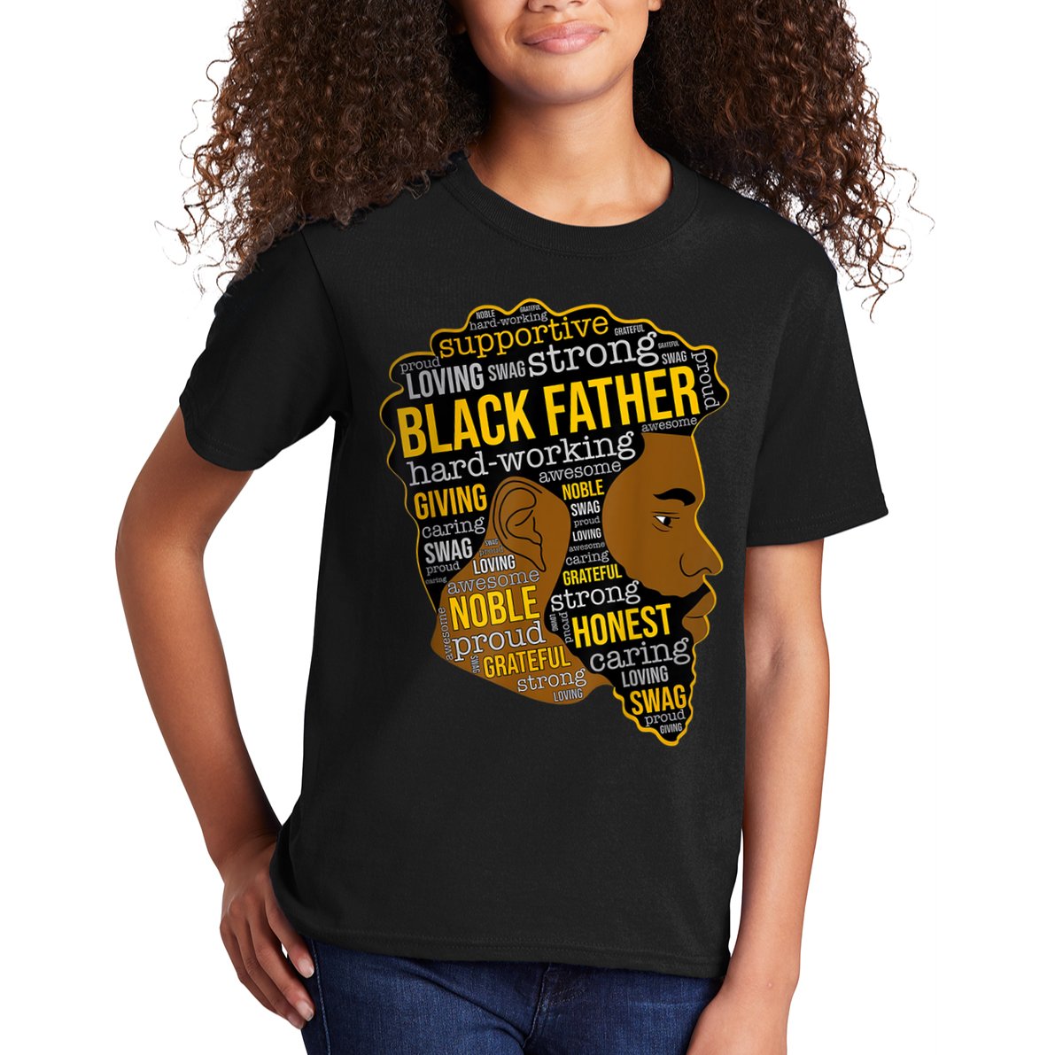Happy Father Day Black Father King Afro African Man Kids T-Shirt