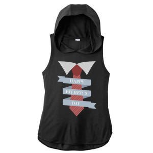 Happy Father's Day Tie Ladies PosiCharge Tri-Blend Wicking Draft Hoodie Tank