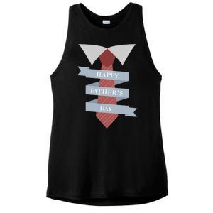 Happy Father's Day Tie Ladies PosiCharge Tri-Blend Wicking Tank