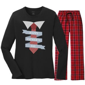 Happy Father's Day Tie Women's Long Sleeve Flannel Pajama Set 