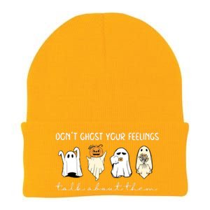 Halloween Funny Dont Ghost Your Feelings Talk About Them Gift Knit Cap Winter Beanie