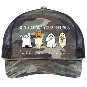 Halloween Funny Dont Ghost Your Feelings Talk About Them Gift Retro Rope Trucker Hat Cap