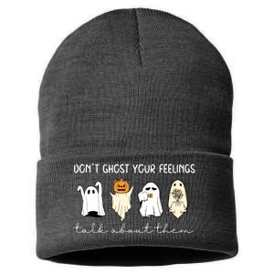 Halloween Funny Dont Ghost Your Feelings Talk About Them Gift Sustainable Knit Beanie