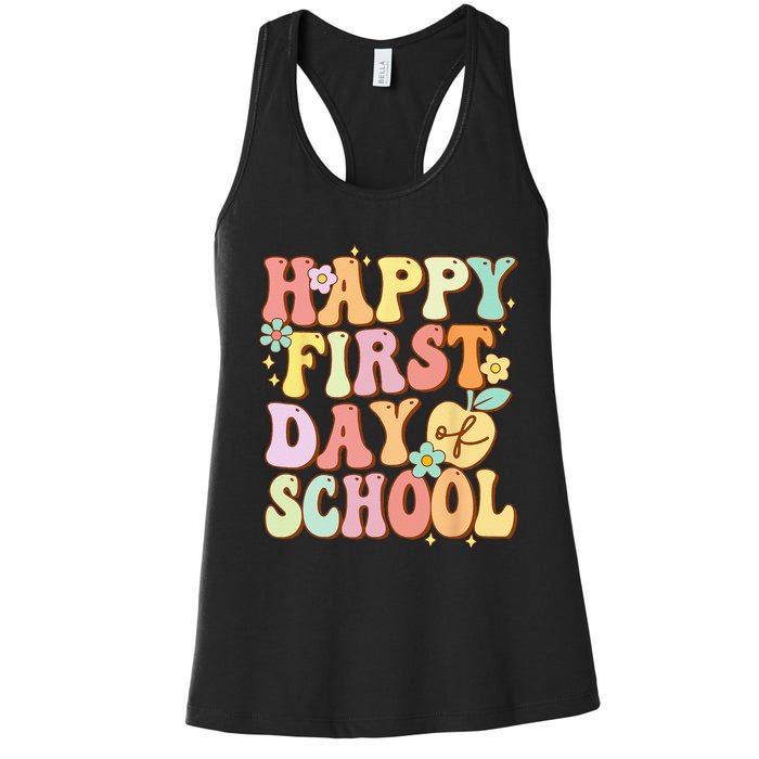 Happy First Day Of School Teachers Back To School Women's Racerback Tank