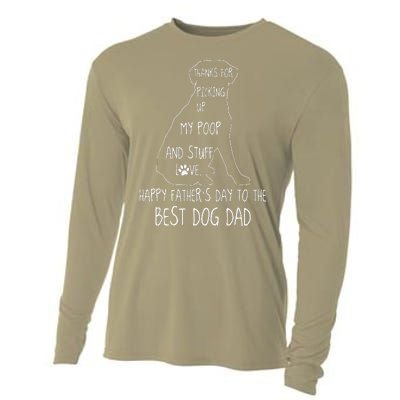 Happy Fathers Day Dog Dad Thanks For Picking Up My Poop Cooling Performance Long Sleeve Crew