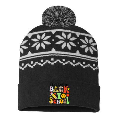 Happy First Day Of School Back To School Excitement Starting Strong School Ad USA-Made Snowflake Beanie