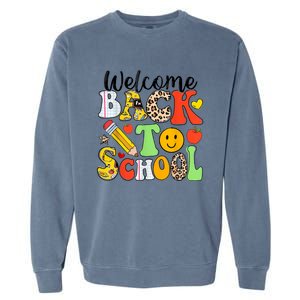 Happy First Day Of School Back To School Excitement Starting Strong School Ad Garment-Dyed Sweatshirt