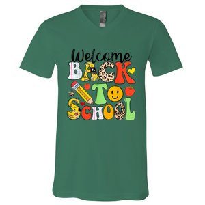 Happy First Day Of School Back To School Excitement Starting Strong School Ad V-Neck T-Shirt