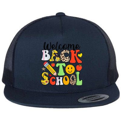 Happy First Day Of School Back To School Excitement Starting Strong School Ad Flat Bill Trucker Hat