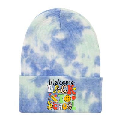 Happy First Day Of School Back To School Excitement Starting Strong School Ad Tie Dye 12in Knit Beanie