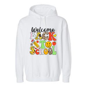 Happy First Day Of School Back To School Excitement Starting Strong School Ad Garment-Dyed Fleece Hoodie