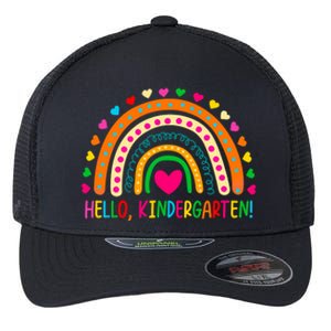 Happy First Day Of School Hello Kindergarten Teacher Rainbow Meaningful Gift Flexfit Unipanel Trucker Cap