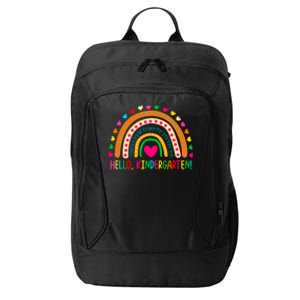 Happy First Day Of School Hello Kindergarten Teacher Rainbow Meaningful Gift City Backpack