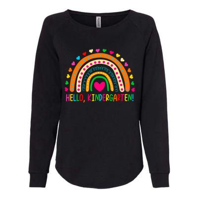 Happy First Day Of School Hello Kindergarten Teacher Rainbow Meaningful Gift Womens California Wash Sweatshirt