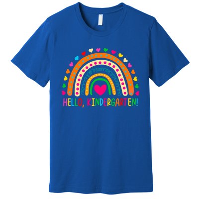 Happy First Day Of School Hello Kindergarten Teacher Rainbow Meaningful Gift Premium T-Shirt