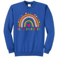 Happy First Day Of School Hello Kindergarten Teacher Rainbow Meaningful Gift Tall Sweatshirt