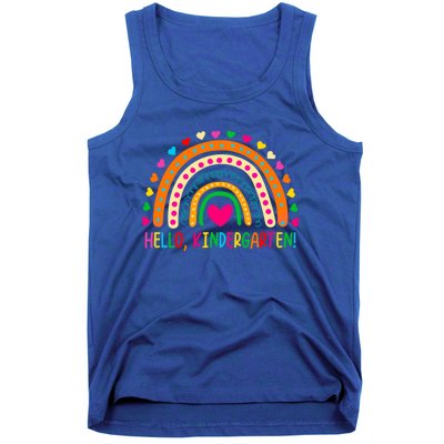 Happy First Day Of School Hello Kindergarten Teacher Rainbow Meaningful Gift Tank Top