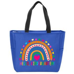 Happy First Day Of School Hello Kindergarten Teacher Rainbow Meaningful Gift Zip Tote Bag