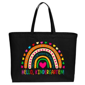 Happy First Day Of School Hello Kindergarten Teacher Rainbow Meaningful Gift Cotton Canvas Jumbo Tote