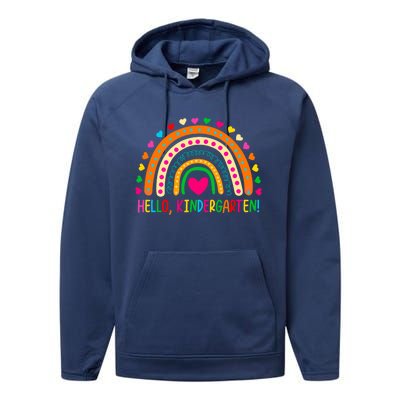 Happy First Day Of School Hello Kindergarten Teacher Rainbow Meaningful Gift Performance Fleece Hoodie