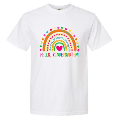 Happy First Day Of School Hello Kindergarten Teacher Rainbow Meaningful Gift Garment-Dyed Heavyweight T-Shirt