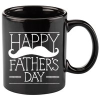 Happy Father's Day Mustache Gift 11oz C Handle Ceramic Mug